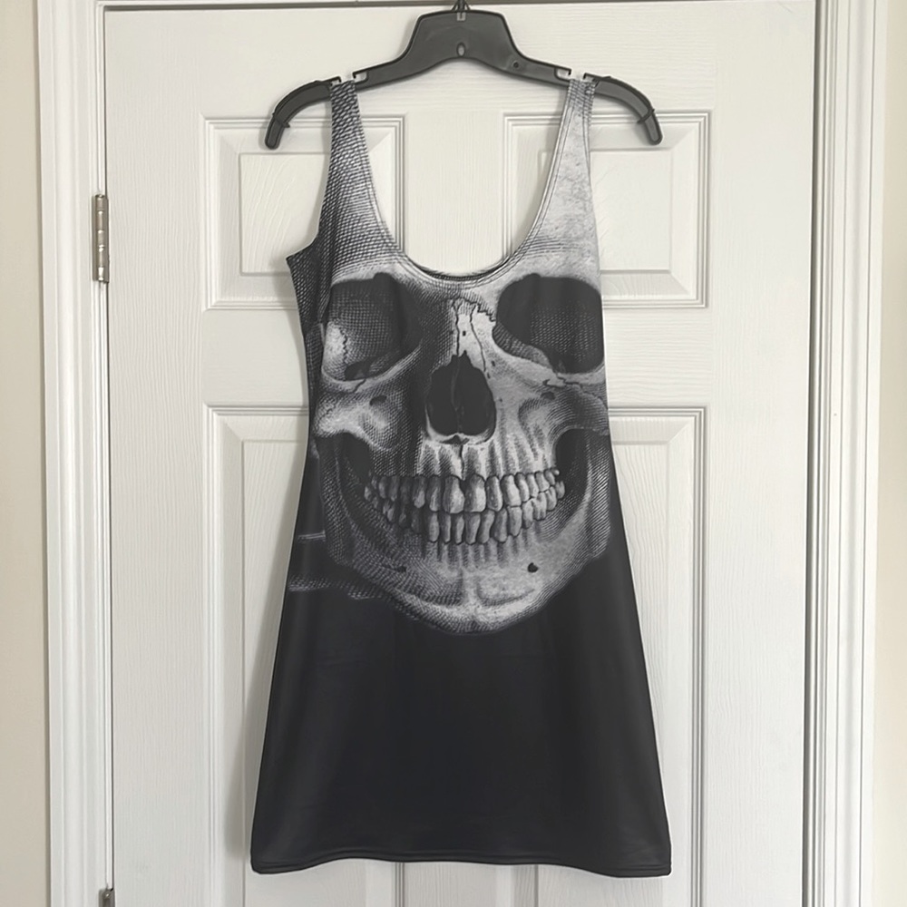 BlackMilk Black and White Skull Mini Dress